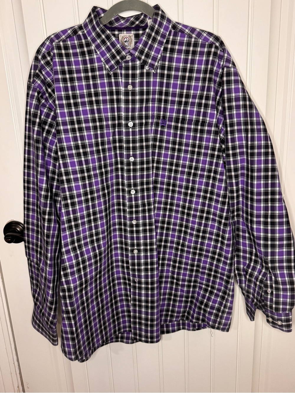 Men's Cinch  Purple Black Plaid Button-Down Shirt XL